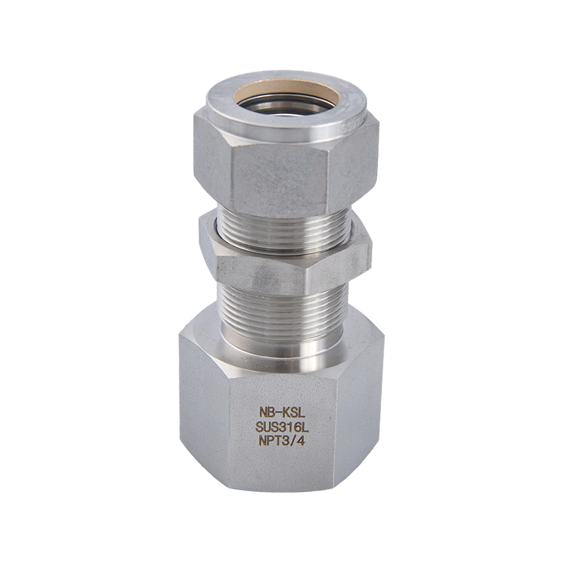 Raccord à compression en acier inoxydable 316L, filetage interne à travers le connecteur de plaque