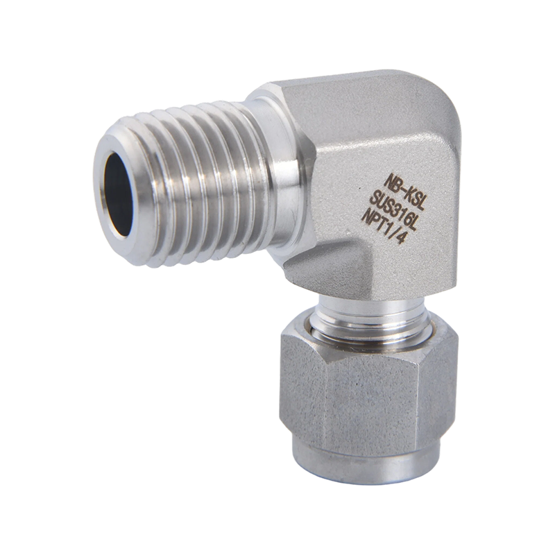 Raccord à compression en acier inoxydable 316L, coude à filetage externe