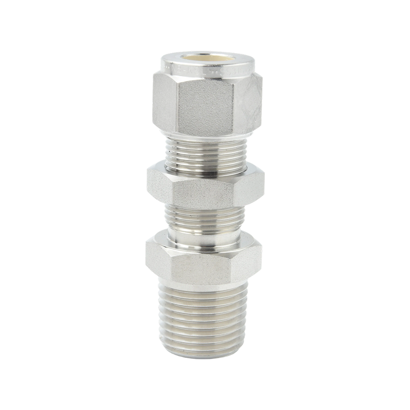 Raccord à compression en acier inoxydable 316L, filetage externe à travers le connecteur de plaque