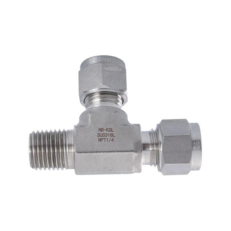 Raccord à compression en acier inoxydable 316L, filetage externe, té latéral