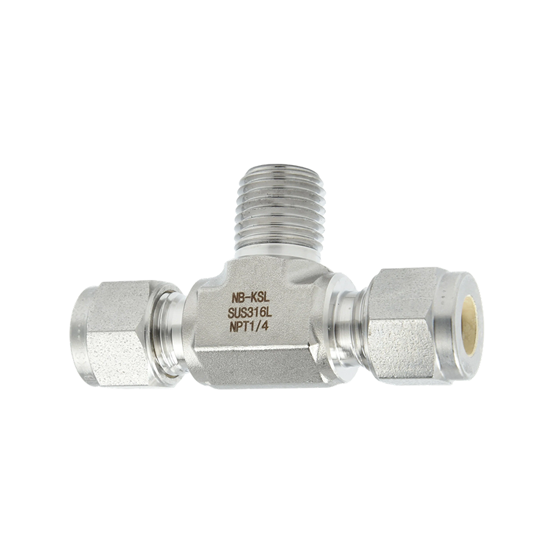 Raccord à compression en acier inoxydable 316L, filetage externe, té de dérivation